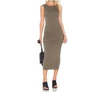 James Perse Ruched Tank Dress in color Platoon (mix of green and tan)
